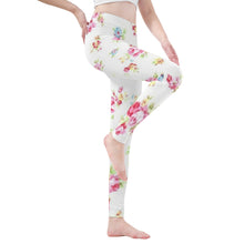 Load image into Gallery viewer, Ti Amo I love you - Exclusive Brand  - White Floral -  Yoga Leggings
