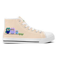 Load image into Gallery viewer, Ti Amo I love you - Exclusive Brand - Oasis - 3 Owls - High-Top Canvas Shoes - White Soles
