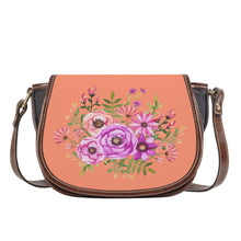 Load image into Gallery viewer, Ti Amo I love you - Exclusive Brand - Vivid Tangerine - Floral Bouquet - Saddle Bag
