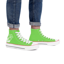 Load image into Gallery viewer, Ti Amo I love you - Exclusive Brand - Pastel Green - White Daisy - High Top Canvas Shoes - White  Soles
