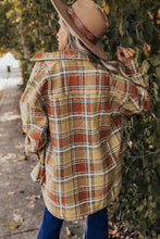 Load image into Gallery viewer, Red Oversized Flap Pockets Plaid Shacket with Slits Ti Amo I love you
