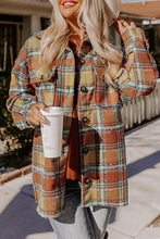 Load image into Gallery viewer, Red Oversized Flap Pockets Plaid Shacket with Slits Ti Amo I love you
