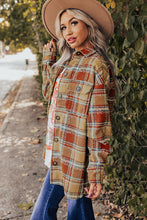 Load image into Gallery viewer, Red Oversized Flap Pockets Plaid Shacket with Slits Ti Amo I love you
