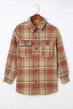 Load image into Gallery viewer, Red Oversized Flap Pockets Plaid Shacket with Slits Ti Amo I love you
