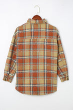 Load image into Gallery viewer, Red Oversized Flap Pockets Plaid Shacket with Slits Ti Amo I love you
