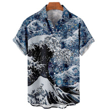 Load image into Gallery viewer, Retro Ocean Wave 3d Printing Men&#39;s Hawaiian Shirts Casual Fashion Summer Men&#39;s Shirts Plus Size Short Sleeves Lapel Loose Tops Ti Amo I love you
