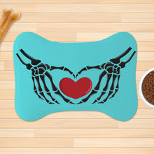 Load image into Gallery viewer, Ti Amo I love you - Exclusive Brand - Medium Turquoise Blue - Skeleton Hands with Heart  - Big Paws Pet Rug
