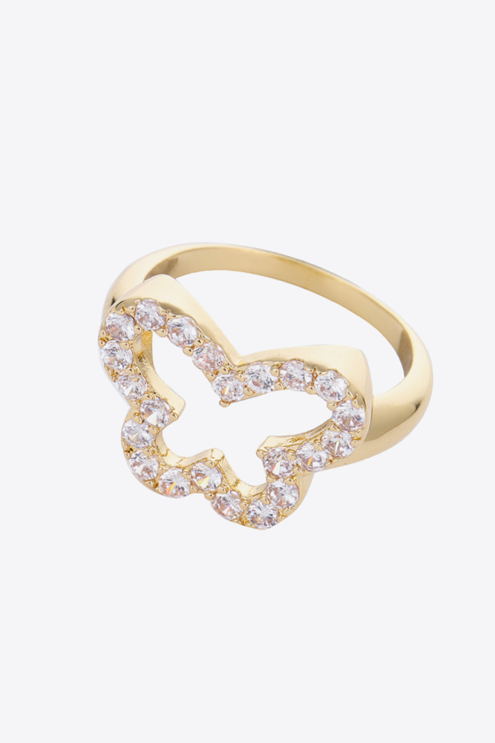 Rhinestone Butterfly-Shaped Ring - Adjustable Ti Amo I love you