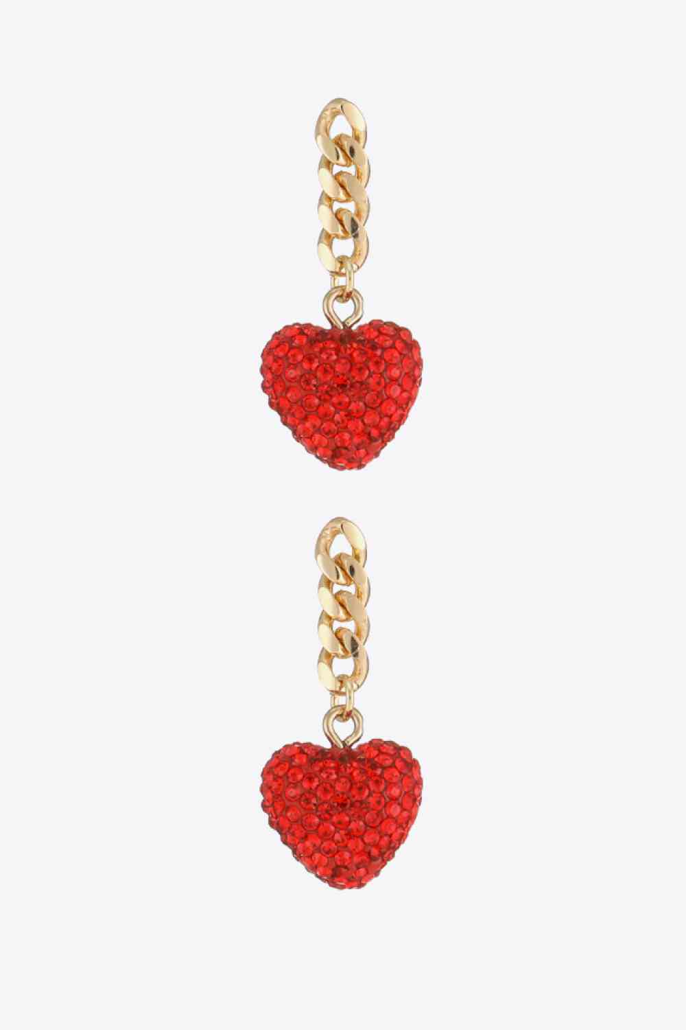 Rhinestone Heart Chain Drop Earrings Ti Amo I love you