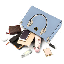 Load image into Gallery viewer, Ti Amo I love you - Exclusive Brand - Pale Cerulean - Luxury Womens PU Tote Bag - Cream Straps
