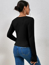 Load image into Gallery viewer, Ribbed Crisscross V-Neck Long Sleeve Knit Top Ti Amo I love you
