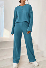 Load image into Gallery viewer, Ribbed Half Button Top and Pants Set Ti Amo I love you
