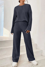 Load image into Gallery viewer, Ribbed Half Button Top and Pants Set Ti Amo I love you
