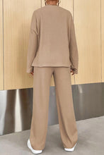 Load image into Gallery viewer, Ribbed Half Button Top and Pants Set Ti Amo I love you
