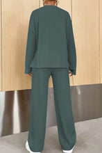 Load image into Gallery viewer, Ribbed Half Button Top and Pants Set Ti Amo I love you
