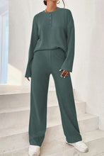 Load image into Gallery viewer, Ribbed Half Button Top and Pants Set Ti Amo I love you
