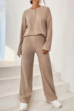 Load image into Gallery viewer, Ribbed Half Button Top and Pants Set Ti Amo I love you
