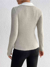 Load image into Gallery viewer, Ribbed Johnny Collar Long Sleeve Blouse Ti Amo I love you
