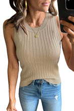 Load image into Gallery viewer, Ribbed Knit Crew Neck Tank Top Ti Amo I love you
