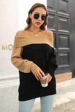 Load image into Gallery viewer, Ribbed Off-Shoulder Lantern Sleeve Pullover Sweater - Sizes S-L Ti Amo I love you
