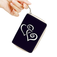 Load image into Gallery viewer, Ti Amo I love you - Exclusive Brand - Black Sesame - Double White Heart - PU Leather - Zipper Card Holder
