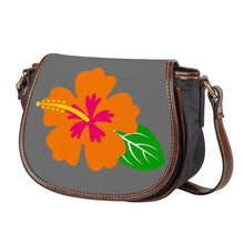 Load image into Gallery viewer, Ti Amo I love you - Exclusive Brand - Dove Gray - Hawaiian Flower -  Saddle Bag
