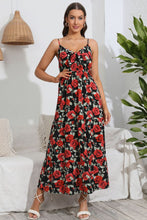 Load image into Gallery viewer, Rose Print Spaghetti Strap Sweetheart Neck Dress Ti Amo I love you
