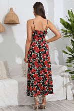 Load image into Gallery viewer, Rose Print Spaghetti Strap Sweetheart Neck Dress Ti Amo I love you
