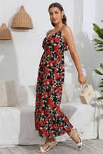 Load image into Gallery viewer, Rose Print Spaghetti Strap Sweetheart Neck Dress Ti Amo I love you
