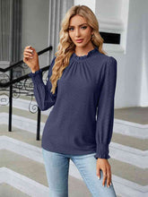 Load image into Gallery viewer, Round Neck Flounce Sleeve Blouse Ti Amo I love you
