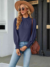 Load image into Gallery viewer, Round Neck Flounce Sleeve Blouse Ti Amo I love you
