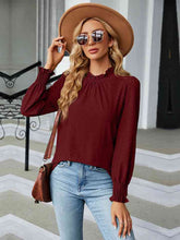 Load image into Gallery viewer, Round Neck Flounce Sleeve Blouse Ti Amo I love you
