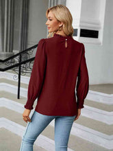 Load image into Gallery viewer, Round Neck Flounce Sleeve Blouse Ti Amo I love you
