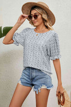 Load image into Gallery viewer, Round Neck Flounce Sleeve Blouse Ti Amo I love you
