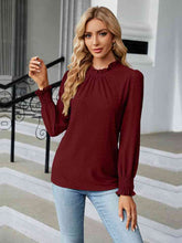 Load image into Gallery viewer, Round Neck Flounce Sleeve Blouse Ti Amo I love you
