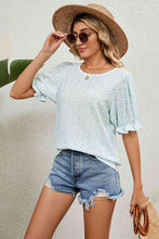 Load image into Gallery viewer, Round Neck Flounce Sleeve Blouse Ti Amo I love you
