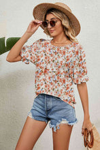 Load image into Gallery viewer, Round Neck Flounce Sleeve Blouse Ti Amo I love you
