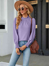 Load image into Gallery viewer, Round Neck Flounce Sleeve Blouse Ti Amo I love you
