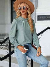 Load image into Gallery viewer, Round Neck Flounce Sleeve Blouse Ti Amo I love you
