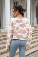 Load image into Gallery viewer, Round Neck Flower Pattern Dropped Shoulder Pullover Sweater - Sizes S-XL Ti Amo I love you
