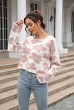 Load image into Gallery viewer, Round Neck Flower Pattern Dropped Shoulder Pullover Sweater - Sizes S-XL Ti Amo I love you
