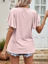 Load image into Gallery viewer, Round Neck Flutter Sleeve Blouse Ti Amo I love you
