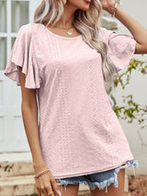 Load image into Gallery viewer, Round Neck Flutter Sleeve Blouse Ti Amo I love you
