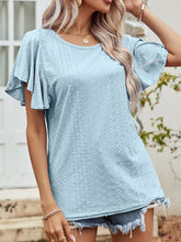 Load image into Gallery viewer, Round Neck Flutter Sleeve Blouse Ti Amo I love you
