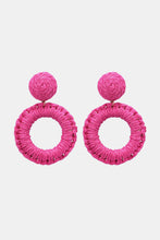 Load image into Gallery viewer, Round Shape Raffia Grass Dangle Earrings Ti Amo I love you
