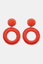 Load image into Gallery viewer, Round Shape Raffia Grass Dangle Earrings Ti Amo I love you
