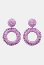 Load image into Gallery viewer, Round Shape Raffia Grass Dangle Earrings Ti Amo I love you
