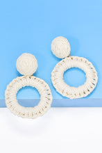 Load image into Gallery viewer, Round Shape Raffia Grass Dangle Earrings Ti Amo I love you
