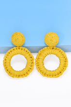 Load image into Gallery viewer, Round Shape Raffia Grass Dangle Earrings Ti Amo I love you
