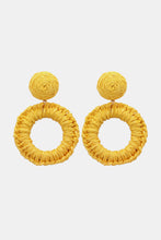 Load image into Gallery viewer, Round Shape Raffia Grass Dangle Earrings Ti Amo I love you
